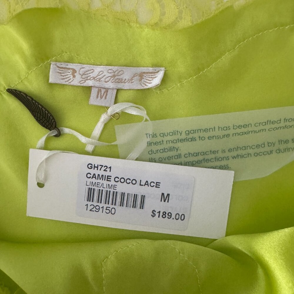 Gold Hawk Coco Lace Silk Cami Lime NWT, Size M - Picture 14 of 16